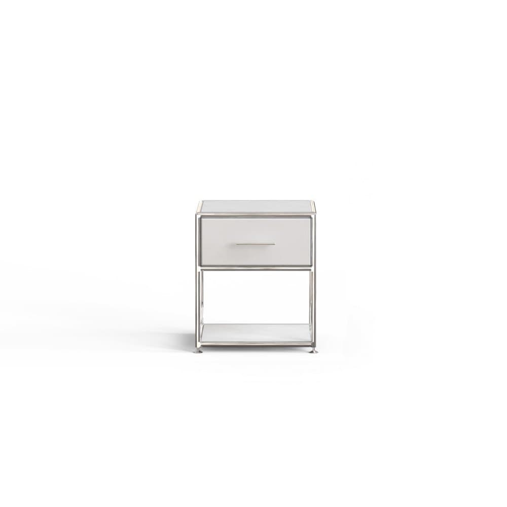 보쎄 1 x 2 Bed Side table Unit Melamine White