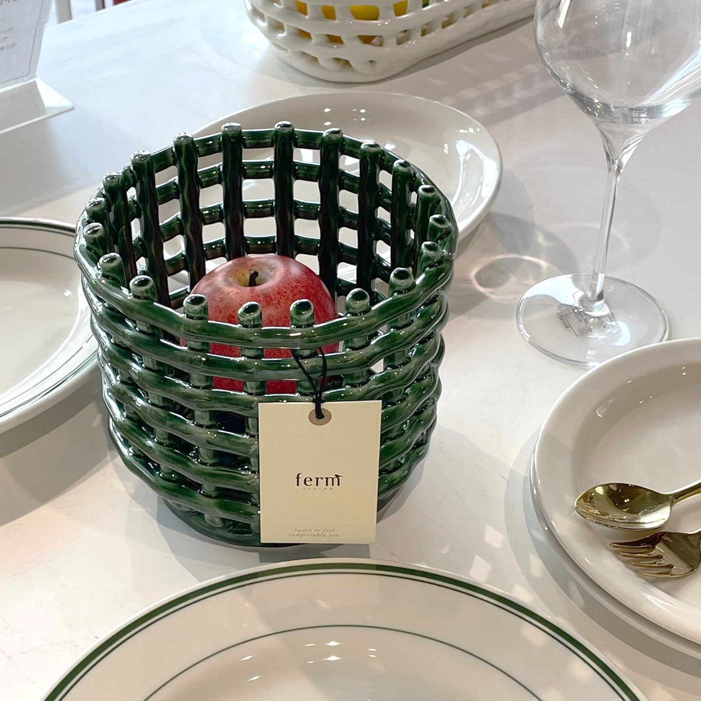 펌리빙 세라믹 바스켓 스몰 Ceramic Basket Small Emerald Green