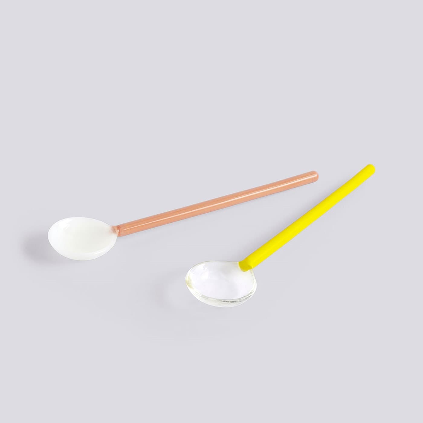 글래스 스푼 라운드 Set of 2 옐로우 & 브라운 상품 이미지 1
