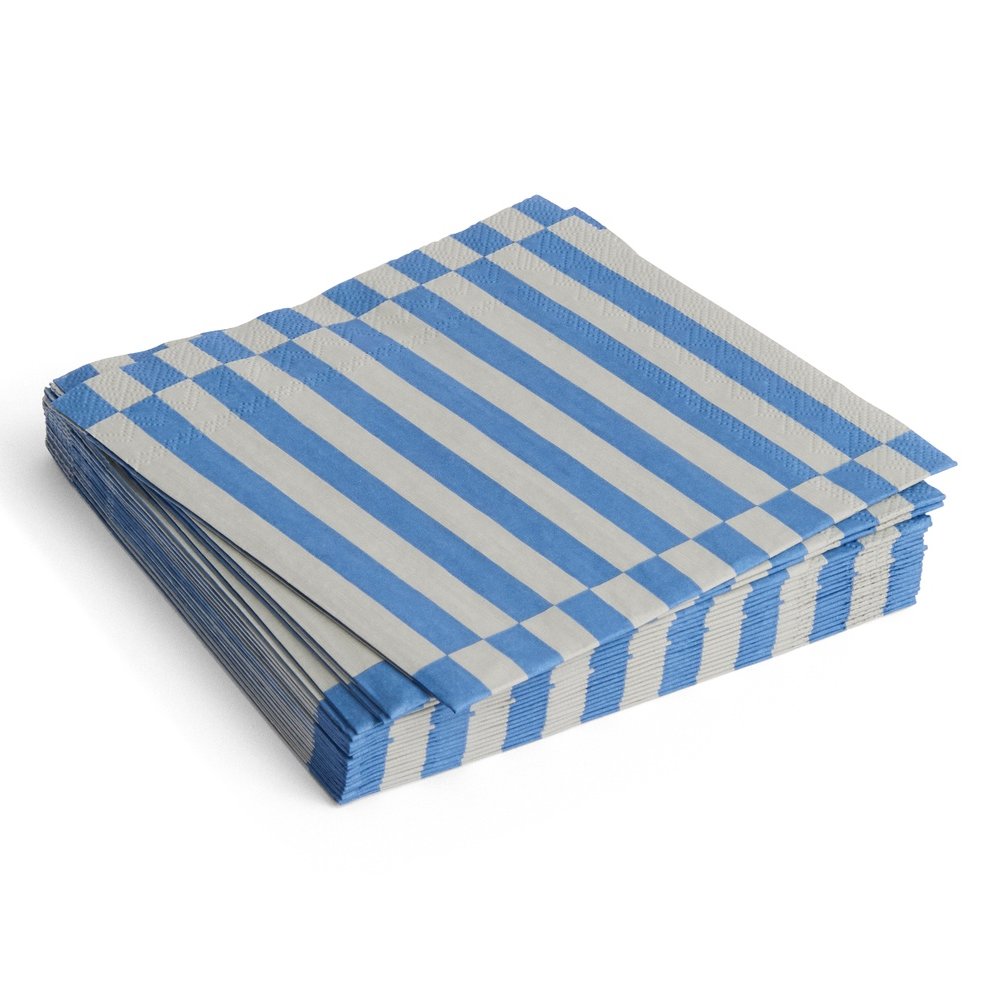 PATTERN NAPKINS SET OF 20 | LUNCH GREY AND BLUE PILLAR STRIPE
