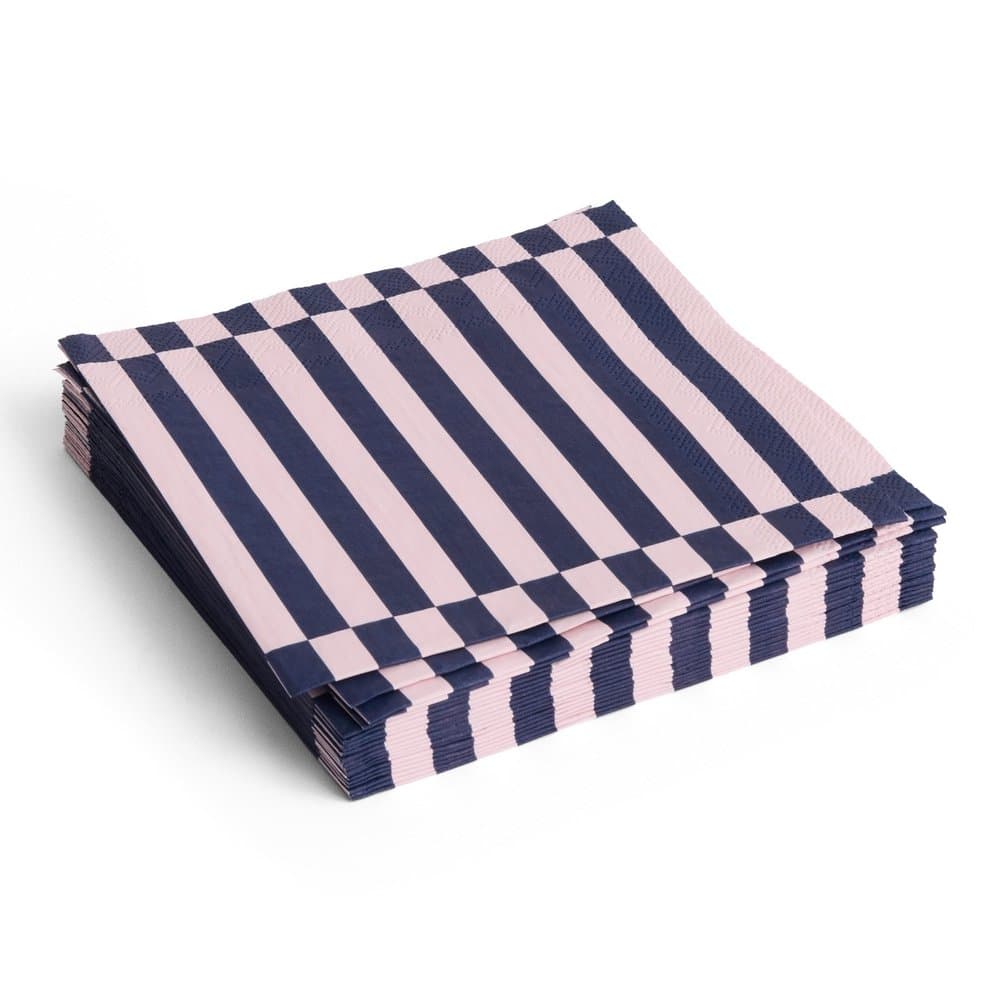 PATTERN NAPKINS SET OF 20 | LUNCH LIGHT PINK AND DARK BLUE PILLAR STRIPE