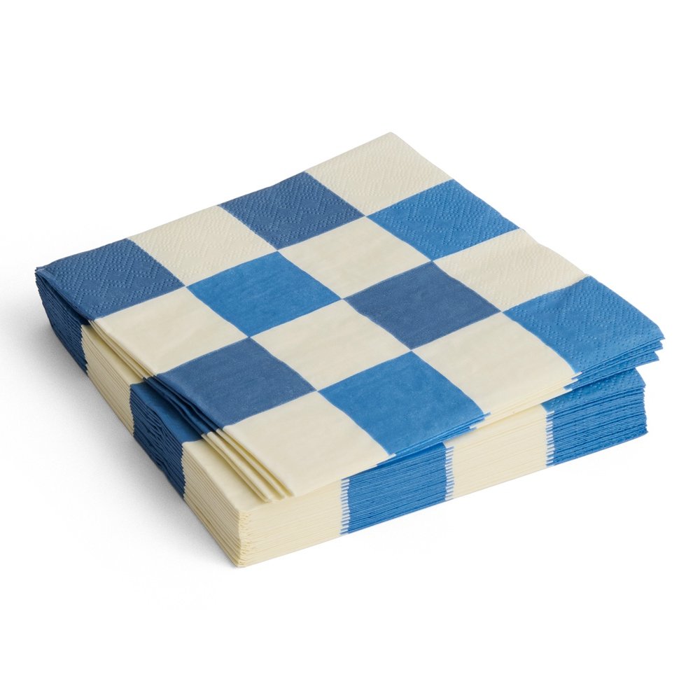 PATTERN NAPKINS SET OF 20 | LUNCH OFF-WHITE AND BLUES M CHECK