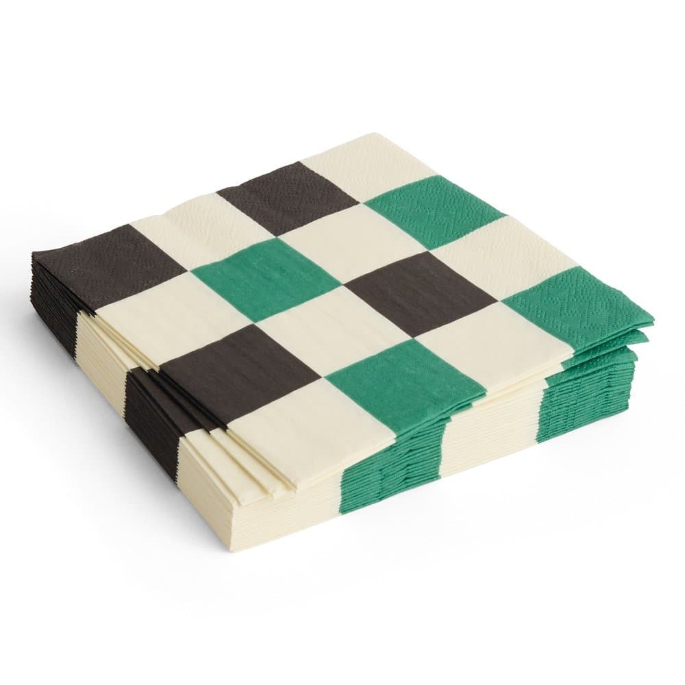 PATTERN NAPKINS SET OF 20 | LUNCH OFF-WHITE, GREEN AND BLACK M CHECK