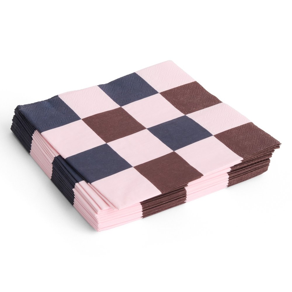 PATTERN NAPKINS SET OF 20 | LUNCH LIGHT PINK, BORDEAUX AND BLACK M CHECK