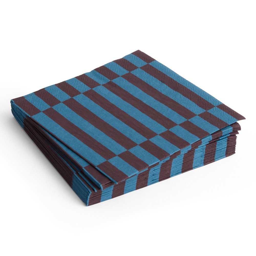 PATTERN NAPKINS SET OF 20 | LUNCH ANTHRACITE AND BORDEAUX PILLAR STRIPE
