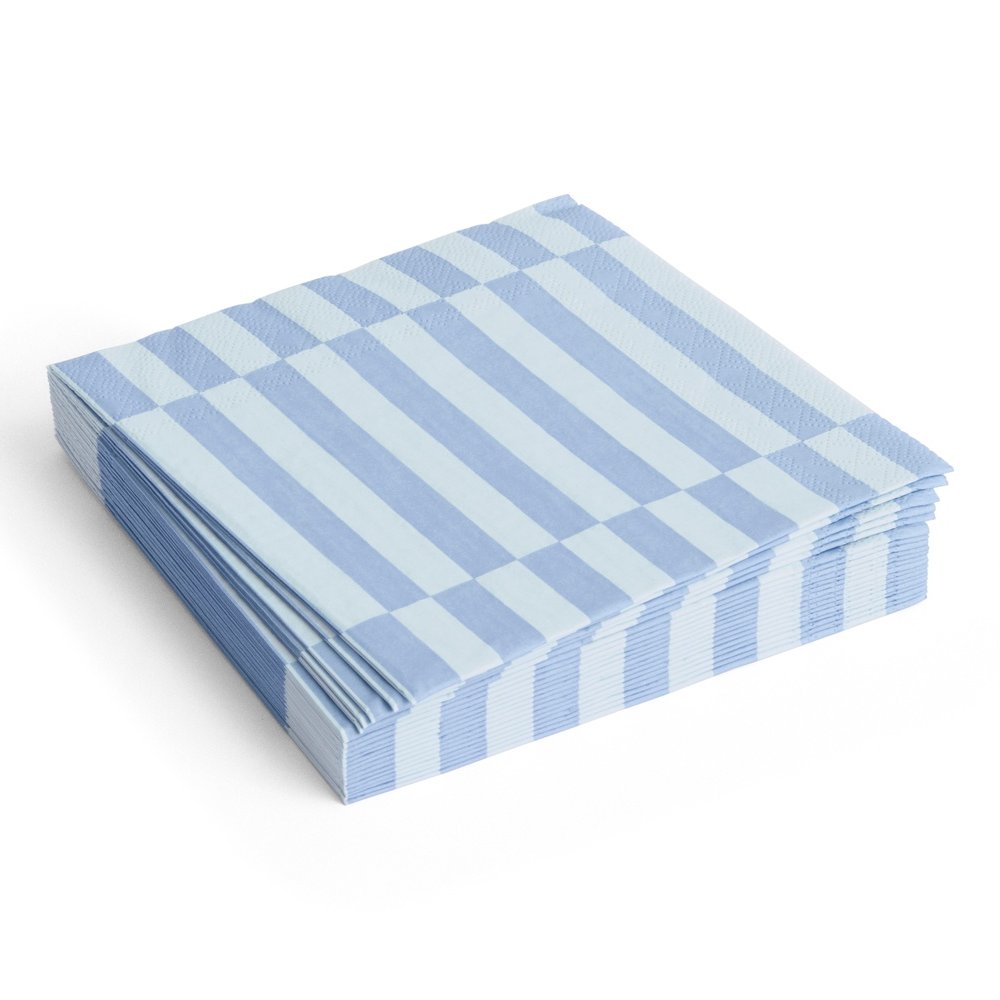 PATTERN NAPKINS SET OF 20 | LUNCH LIGHT BLUE AND DUSTY BLUE PILLAR STRIPE