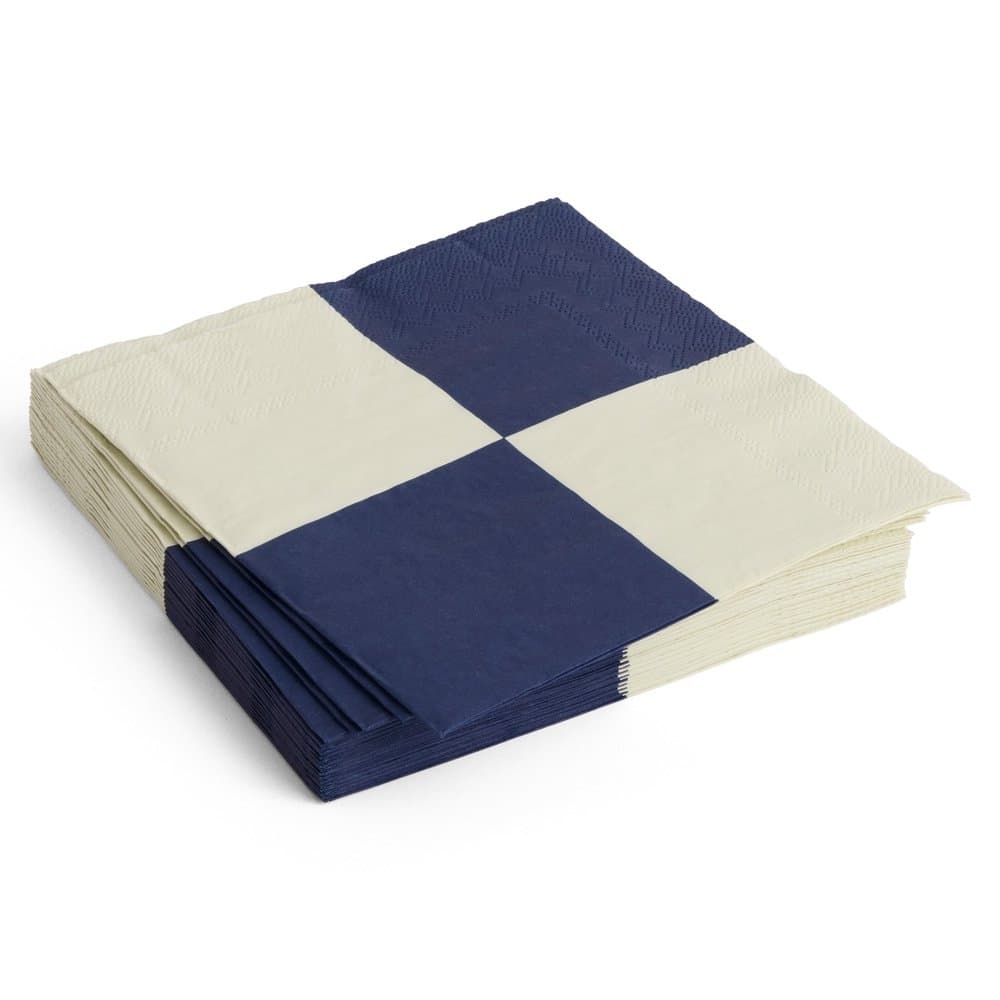 PATTERN NAPKINS SET OF 20 | LUNCH OFF-WHITE AND DARK BLUE L CHECK