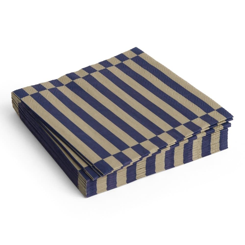 PATTERN NAPKINS SET OF 20 | LUNCH DARK BLUE AND DARK SAND PILLAR STRIPE