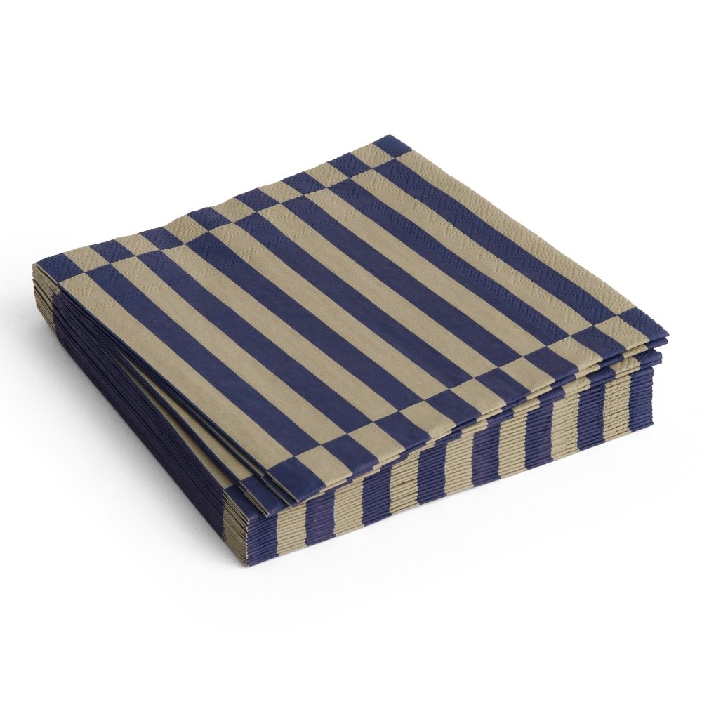 PATTERN NAPKINS SET OF 20 | LUNCH DARK BLUE AND DARK SAND PILLAR STRIPE