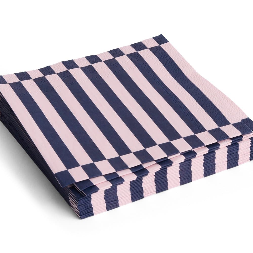 PATTERN NAPKINS SET OF 20 | DINNER LIGHT PINK AND DARK BLUE PILLAR STRIPE