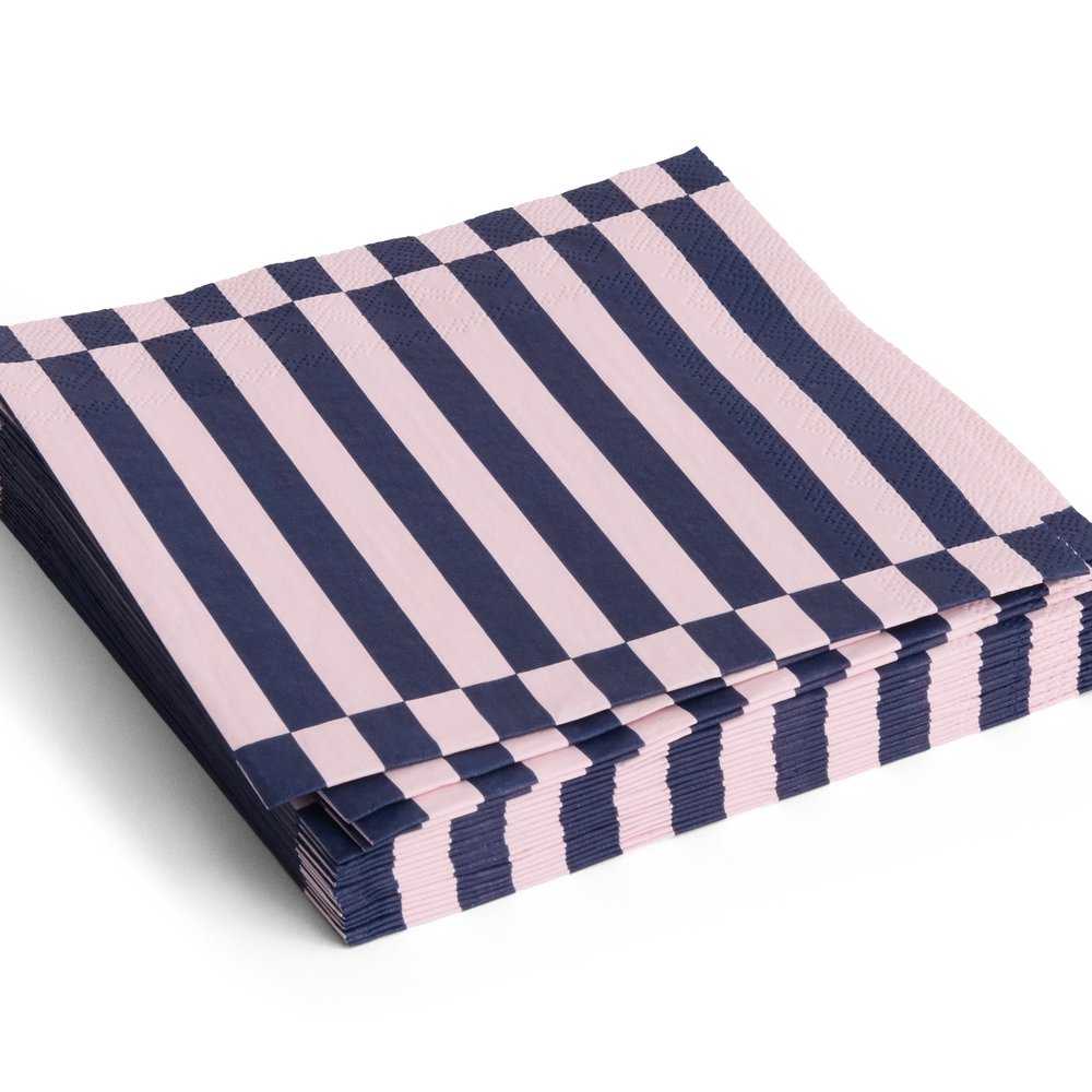 PATTERN NAPKINS SET OF 20 | DINNER LIGHT PINK AND DARK BLUE PILLAR STRIPE