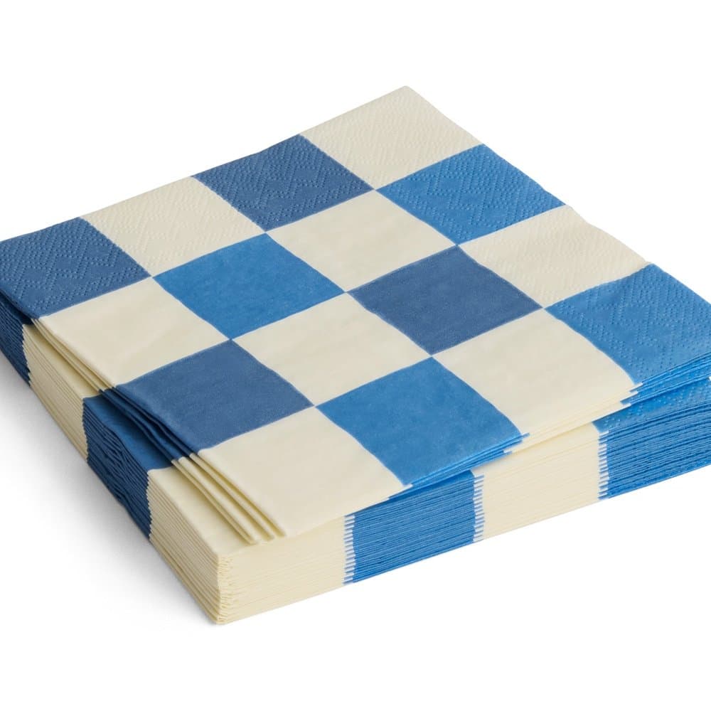 PATTERN NAPKINS SET OF 20 | DINNER OFF-WHITE AND BLUES M CHECK