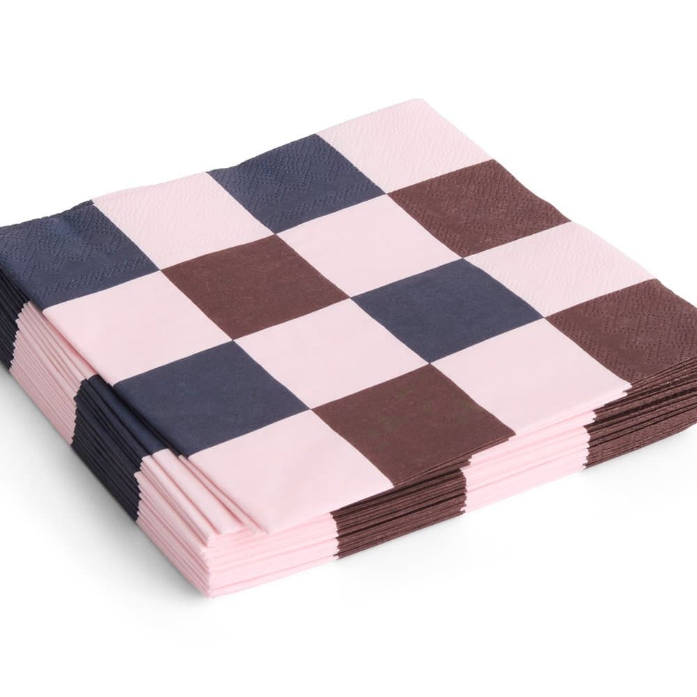 PATTERN NAPKINS SET OF 20 | DINNER LIGHT PINK, BORDEAUX AND BLACK M CHECK