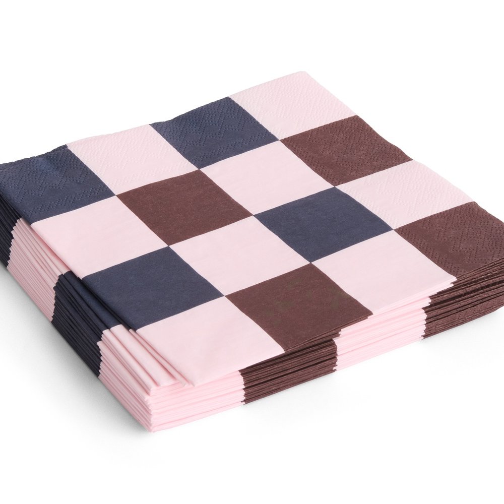 PATTERN NAPKINS SET OF 20 | DINNER LIGHT PINK, BORDEAUX AND BLACK M CHECK