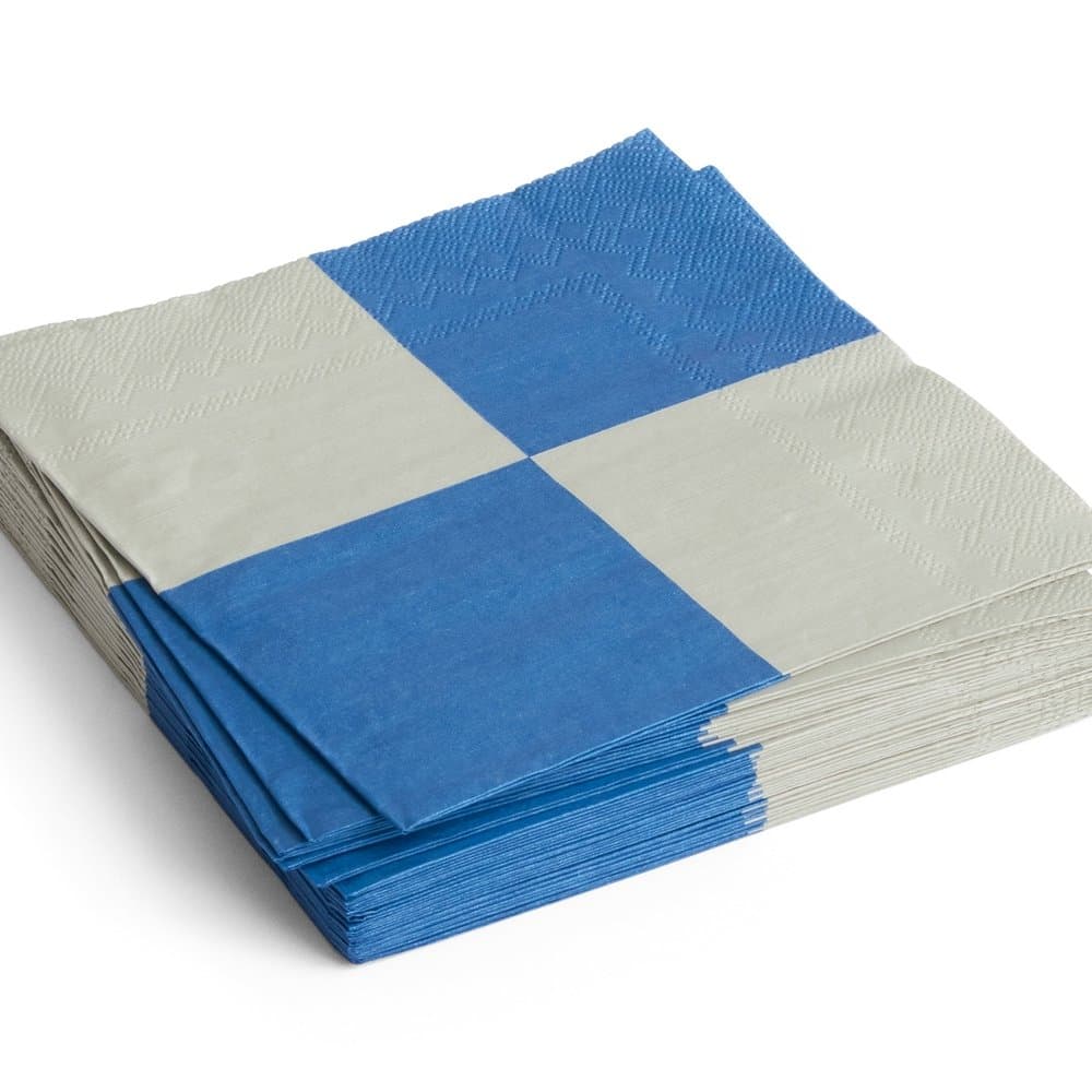 PATTERN NAPKINS SET OF 20 | DINNER GREY AND BLUE L CHECK