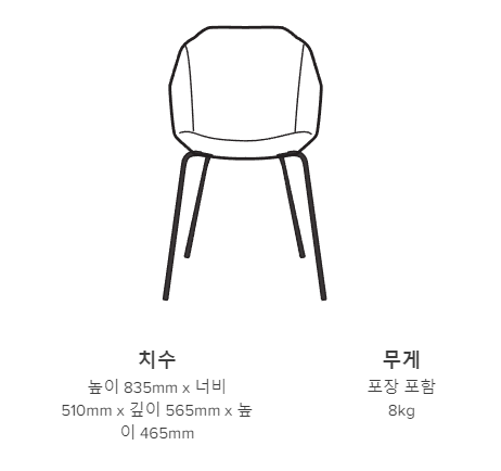 리네로제 로쉐 체어 사이즈 가이드 이미지 1