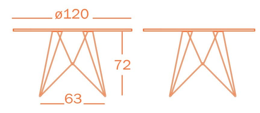 XZ3 라운드 테이블 120 화이트/크롬 사이즈 가이드 이미지 1