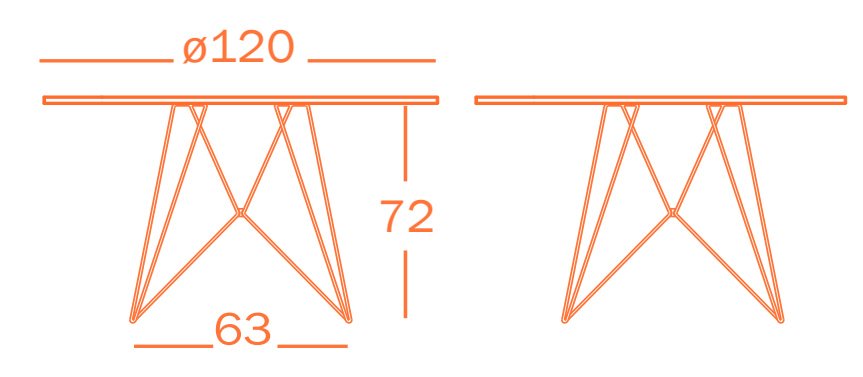 XZ3 라운드 테이블 120 화이트/크롬 사이즈 가이드 이미지 1