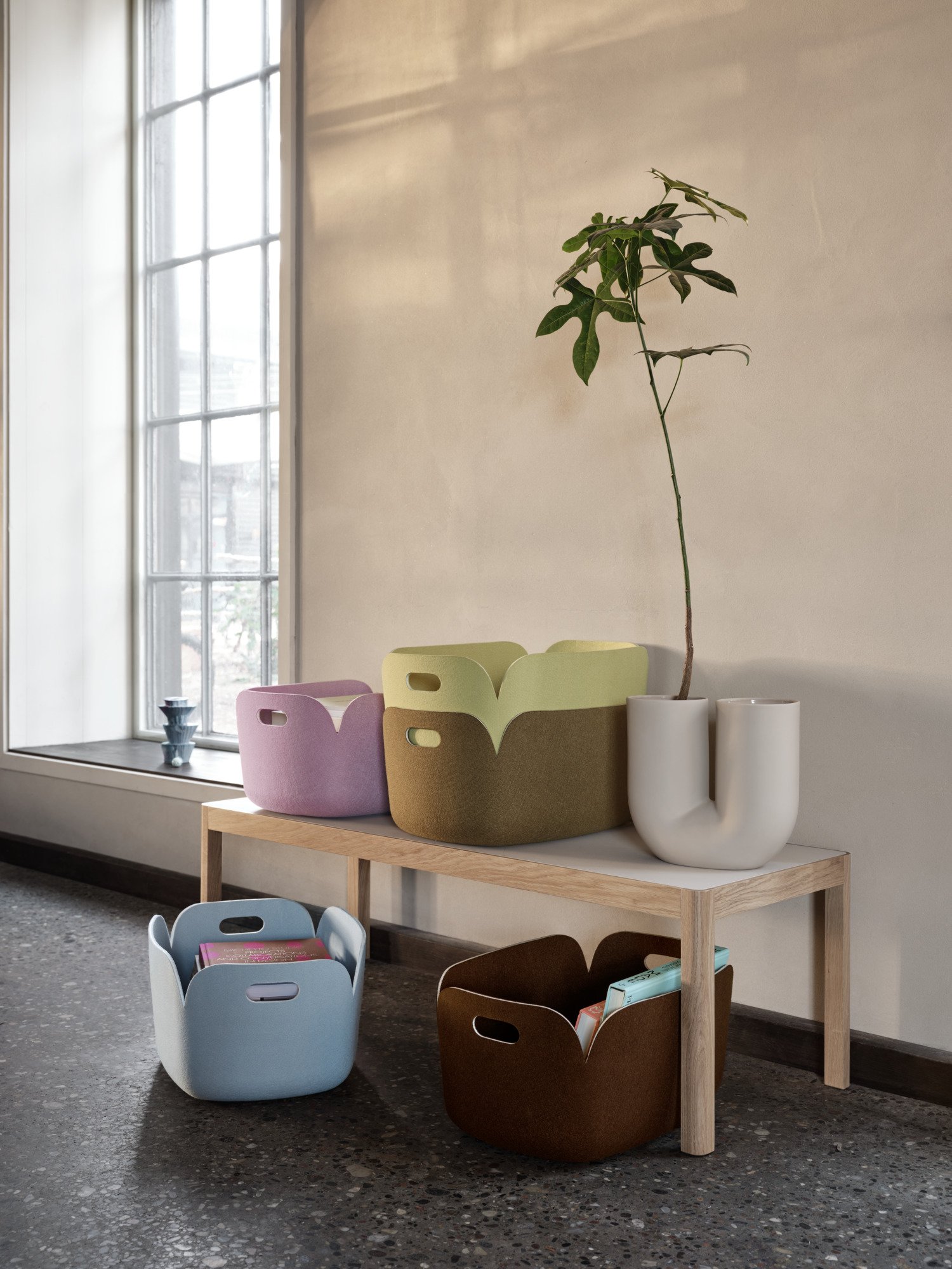 리스토어 바스켓 베이지 그린 48cm x 35cm 라이프스타일 이미지 10