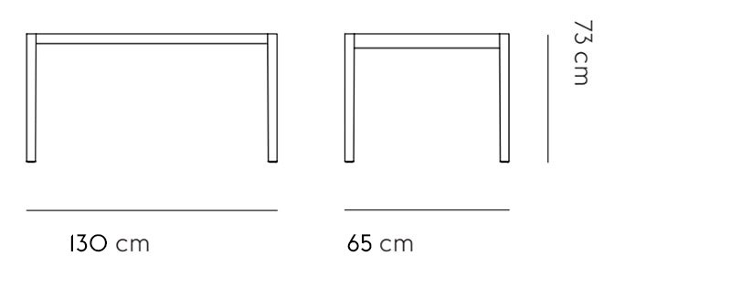 워크샵 테이블 130 x 65 cm Black 사이즈 가이드 이미지 1