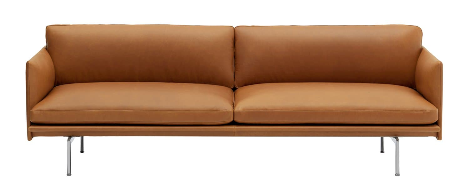 아웃라인 소파 3 Seater Refine Leather Cognac/ Polished base 플랫샷