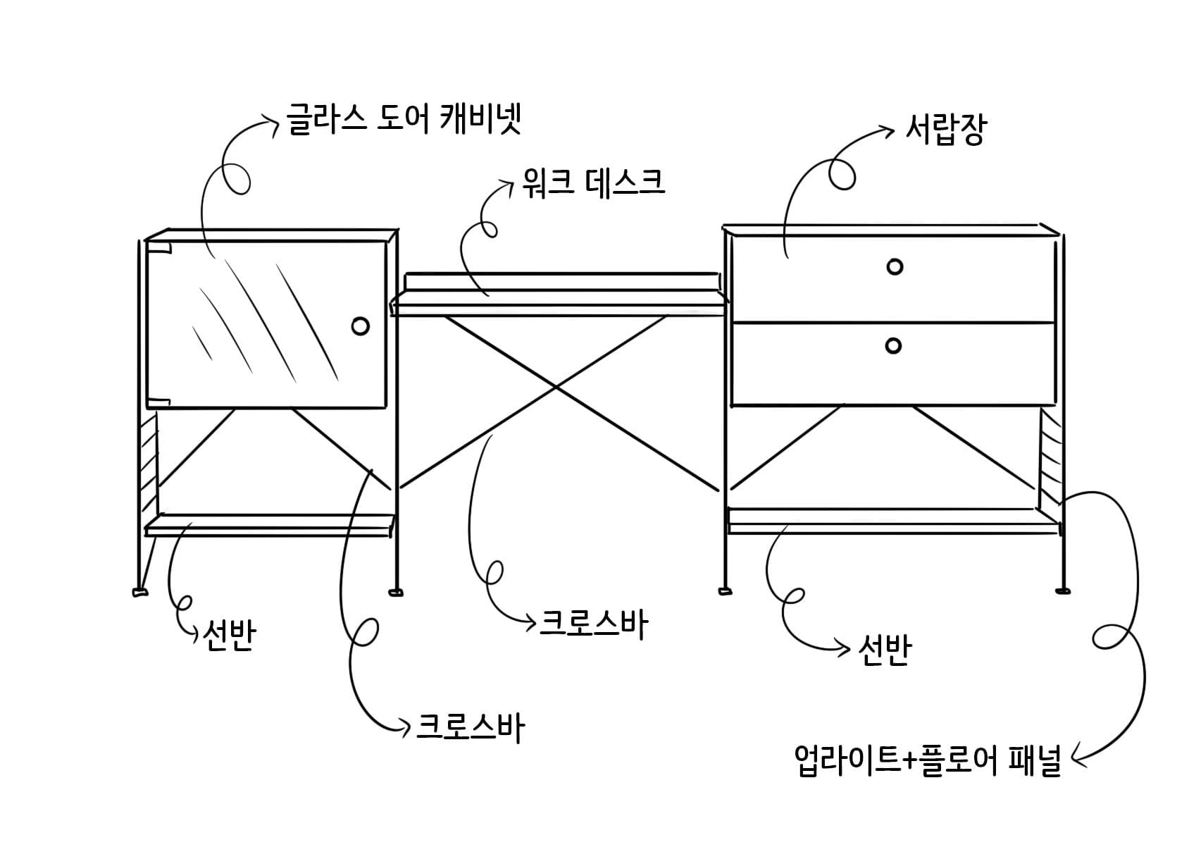 프리 스탠딩 세트 6 (White) 사이즈 가이드 이미지 2