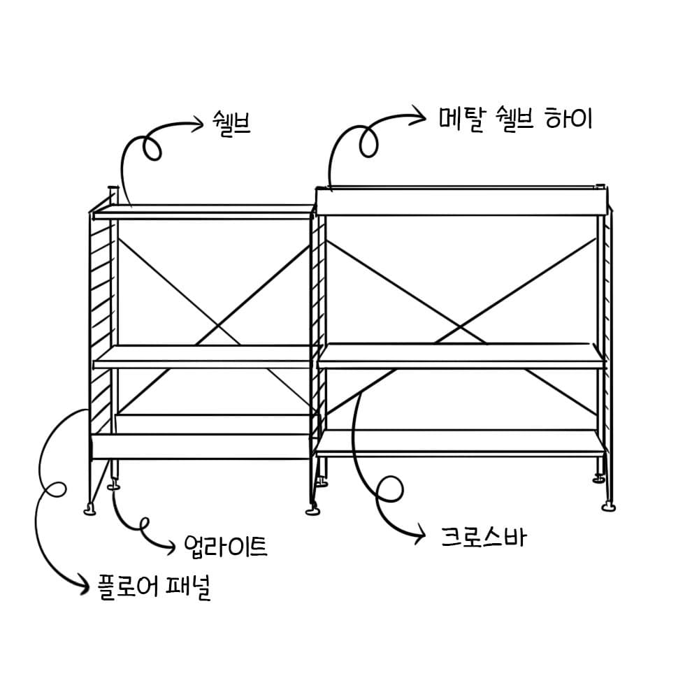 프리 스탠딩 세트 9 (White/Oak) 사이즈 가이드 이미지 2