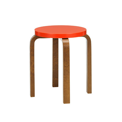 Stool E60 Bright Red Lacquered/Walnut Stained, BENUFE, 아르텍 ARTEK