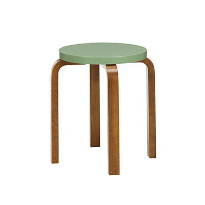 Stool E60 Pale Green Lacquered/Walnut Stained, BENUFE, 아르텍 ARTEK